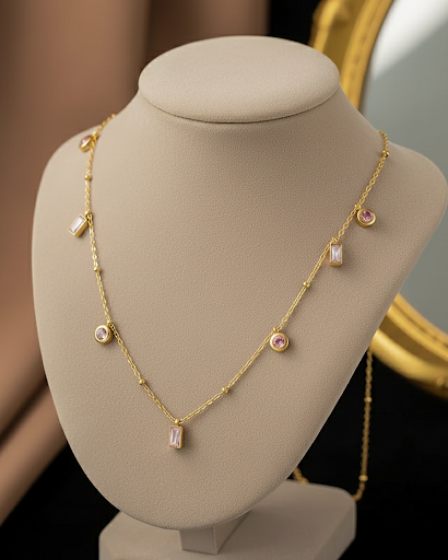 Blush Crystal Drop Necklace