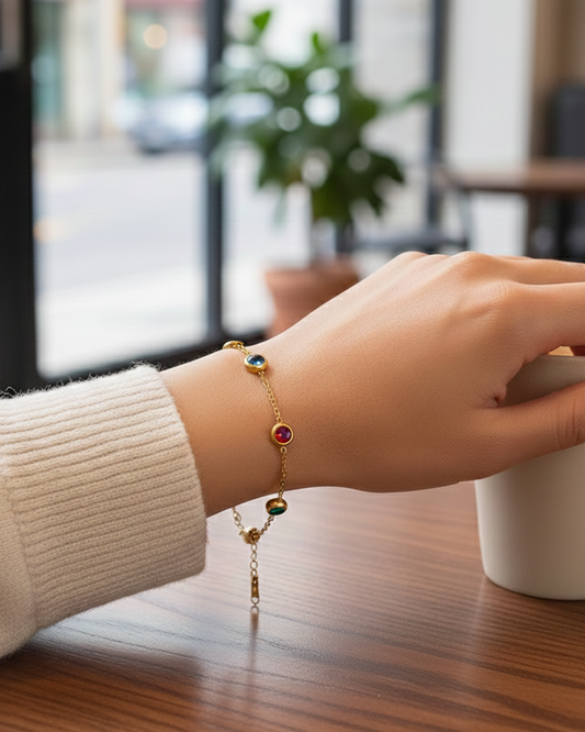 Multi-Stone Gold Bracelet